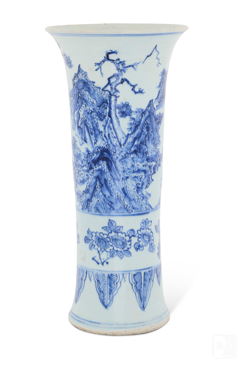 GRAND VASE CORNET EN PORCELAINE BLEU BLANC  CHINE, ÉPOQUE TRANSITION, XVIIE SIÈCLE - 图3